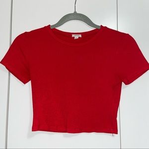 Red Short Sleeve Cropped Tee